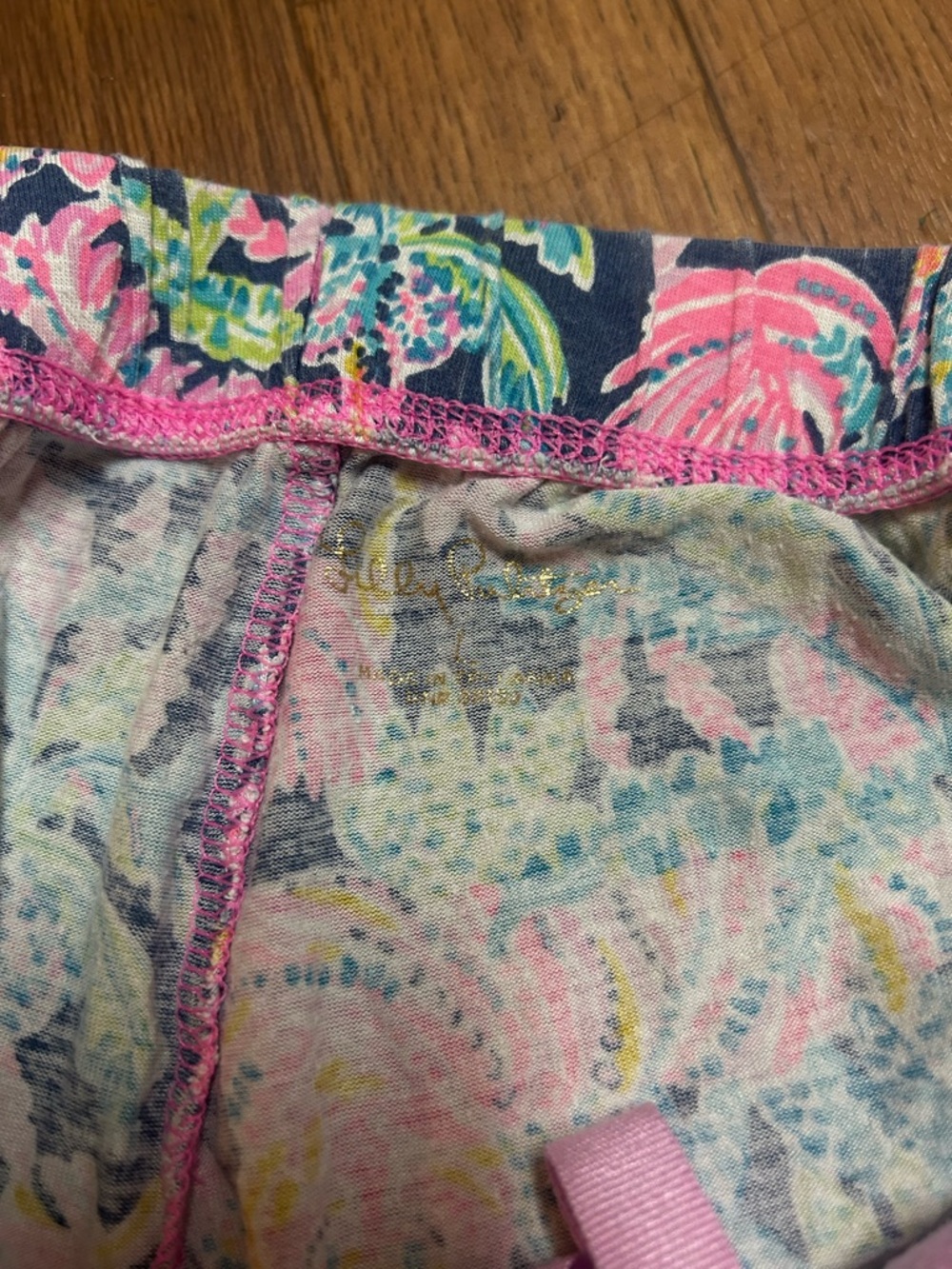 Lilly Pulitzer Colorful Floral Flared Pants - Navy, Pink, Green, Yellow - Picture 4 of 9